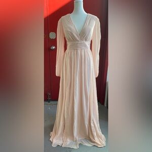 Elegant Cream Long Sleeve Dress